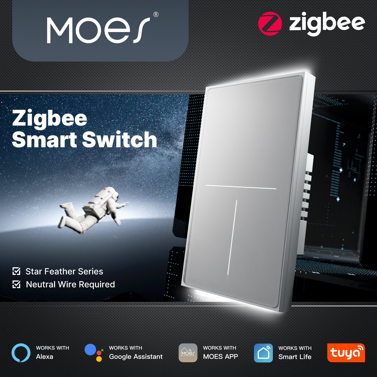 Smart Home Solution - MOES Tuya ZigBee Star Feather Switch