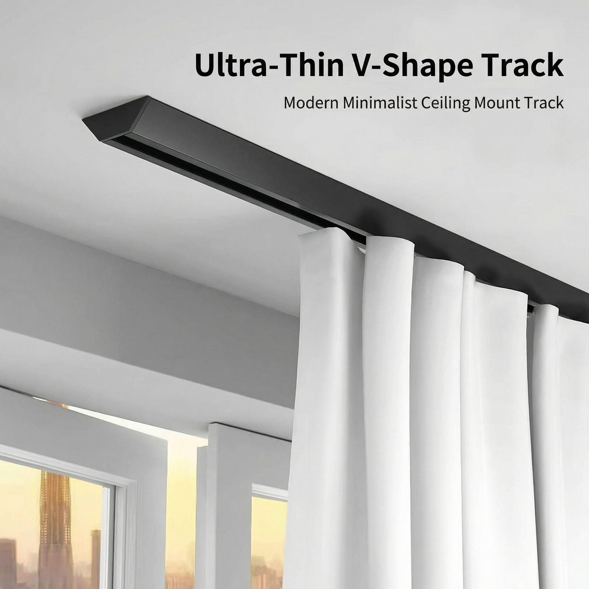 Home Automation Kit - V-Shaped Ultra Thin Aluminum Curtain Track