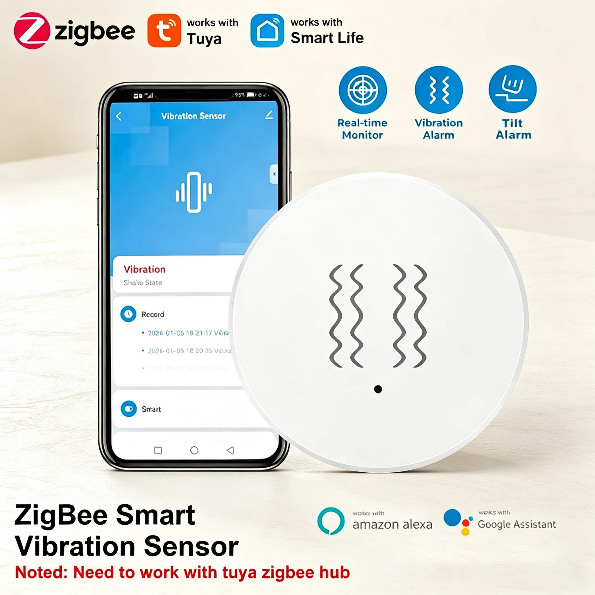 Smart Home Kit - Tuya ZigBee Smart Vibration & Tilt