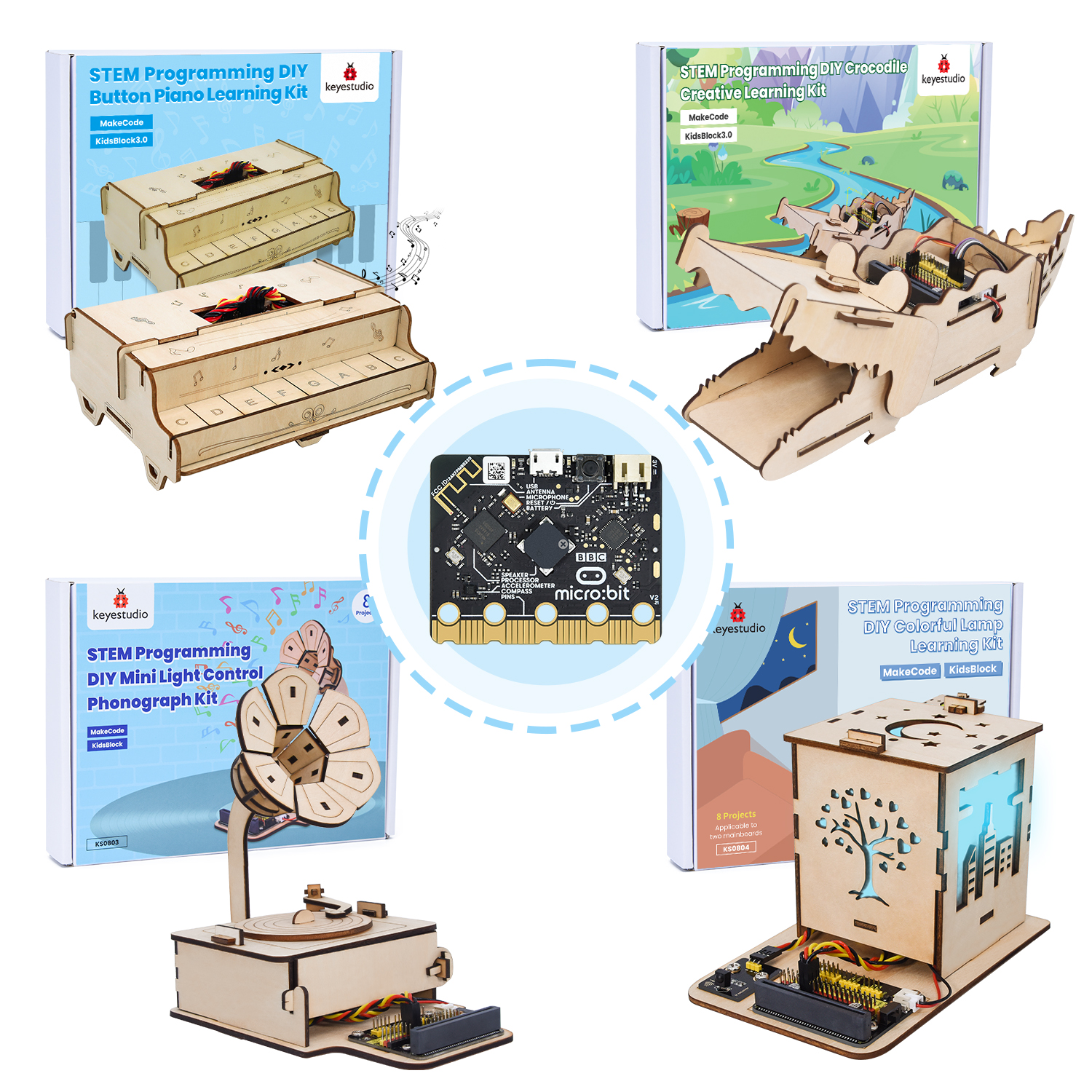 Smart Home Demo Kit - Keyestudio Microbit V2 Programming DIY Wooden