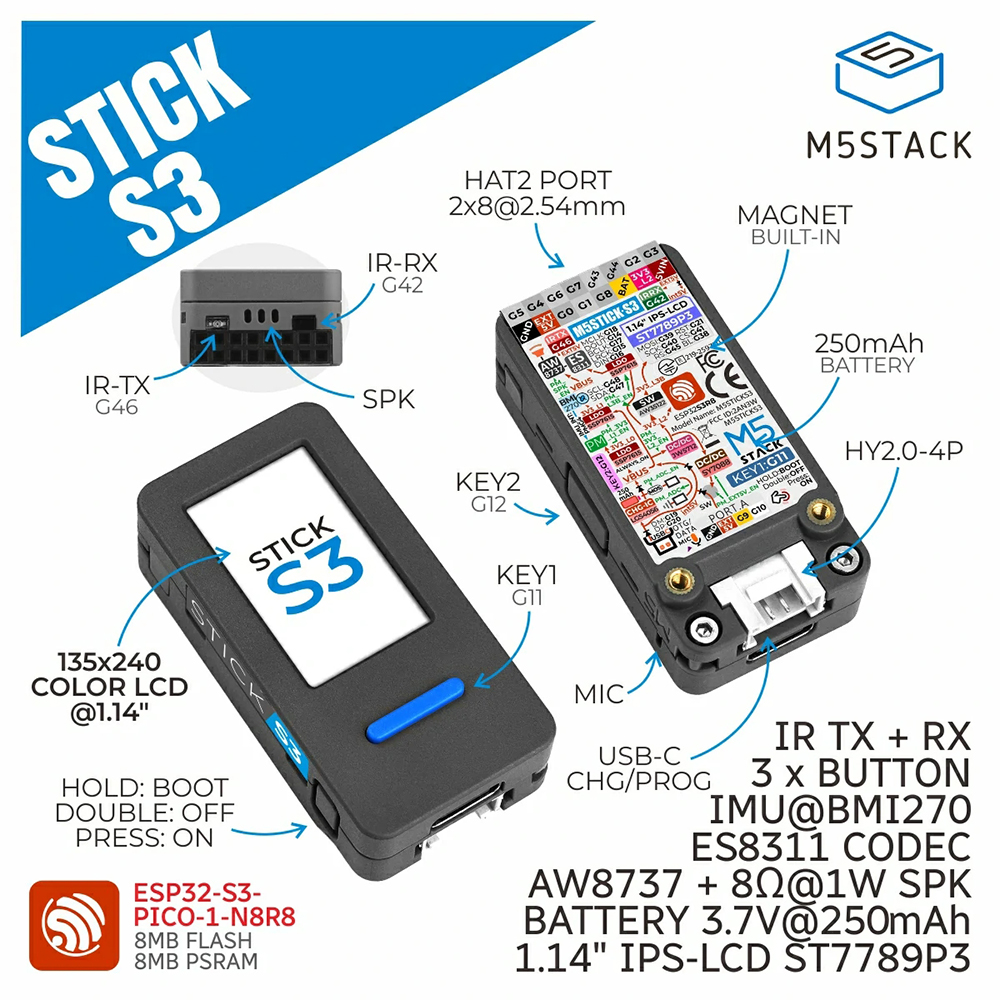 M5Stack M5StickS3 ESP32-S3 IoT - Smart Home Kit のレビューと価格