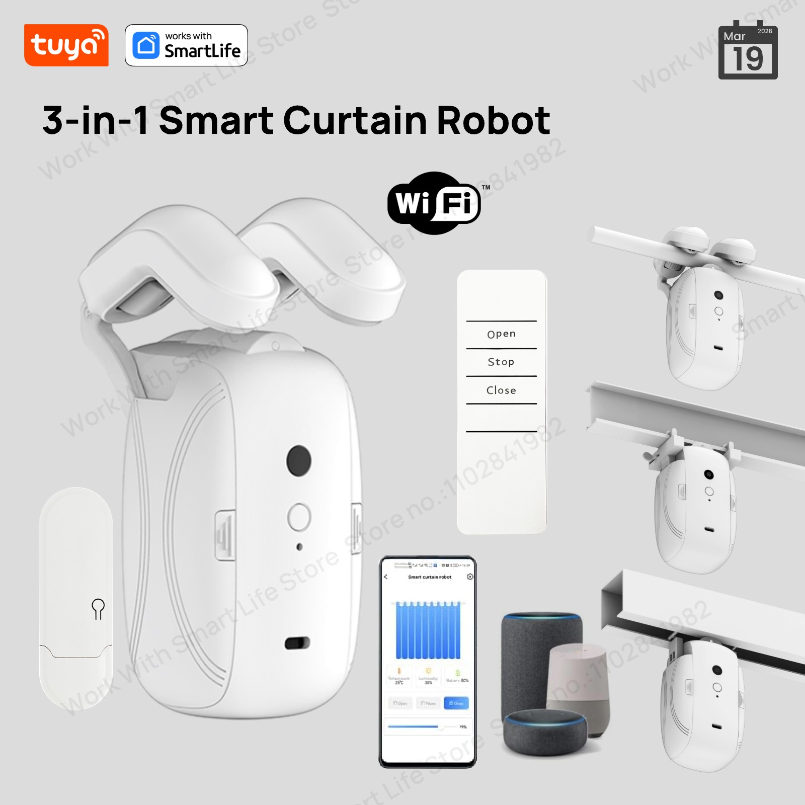 1/2PCS Tuya Smart WiFi Curtain - Smart Curtain Robot のレビューと価格
